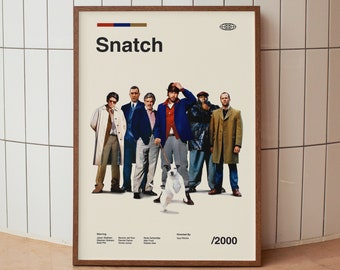 Snatch Wall Art Print - Brad Pitt Guy Ritchie Movie Poster - Midcentury Art