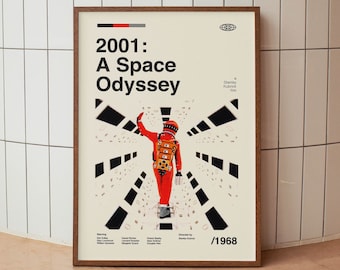 2001: A Space Odyssey Vintage Movie Poster - Stanley Kubrick - Minimalist Midcentury Wall Art Print