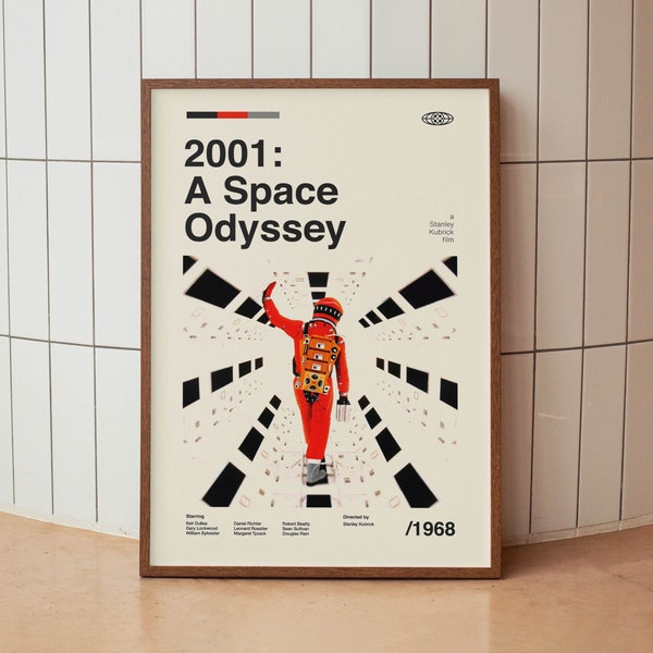 2001: A Space Odyssey Vintage Movie Poster - Stanley Kubrick - Minimalist Midcentury Wall Art Print
