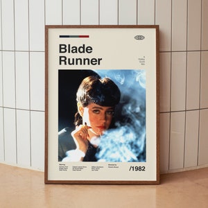 Blade Runner 1982 Vintage Movie Poster - Harrison Ford - Minimalist Midcentury Wall Art Print