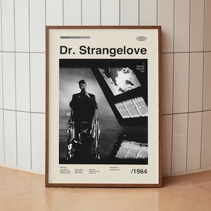 Dr. Strangelove Wall Art Print - Stanley Kubrick Peter Sellers - Midcentury Vintage Minimalist  Movie Poster