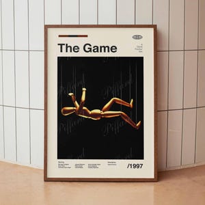 The Game 1997 Vintage Movie Poster- David Fincher Michael Douglas - American Cinema Minimalist Midcentury Wall Art Print - Home Decor