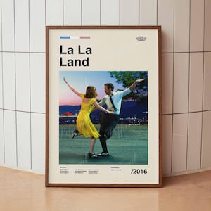 La La Land Movie Poster - Ryan Gosling Emma Stone American Cinema Vintage Minimalist Midcentury Wall Art Print - Home Decor