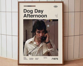 Dog Day Afternoon Vintage Movie Poster - Al Pacino - Minimalist Midcentury Wall Art Print