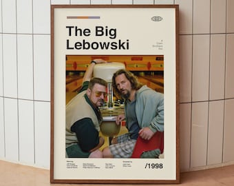 The Big Lebowski Vintage Movie Poster - Coen Brothers - Minimalist Midcentury Wall Art Print