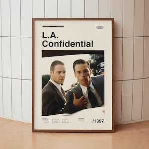 Manifesto del film L.A. Confidential - Kevin Spacey, Russell Crowe, Guy Pearce - Stampa artistica minimalista di metà secolo