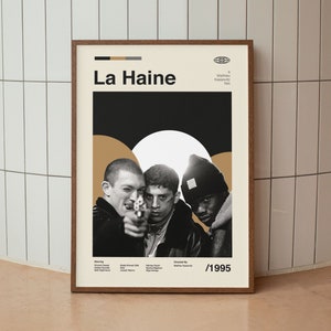 La Haine Wall Art Print -  Vincent Cassel Film Poster - French Cinema- Midcentury Art
