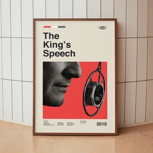 Affiche du film Le discours du roi - Film de Colin Firth - Impression d&#39;art murale vintage minimaliste Mid-Century