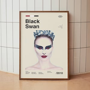 Black Swan Vintage Movie Poster - Natalie Portman - Minimalist Midcentury Wall Art Print