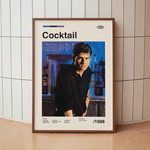 Cocktail Vintage Film Poster - Tom Cruise - Minimalistische Midcentury Wand Kunst Druck