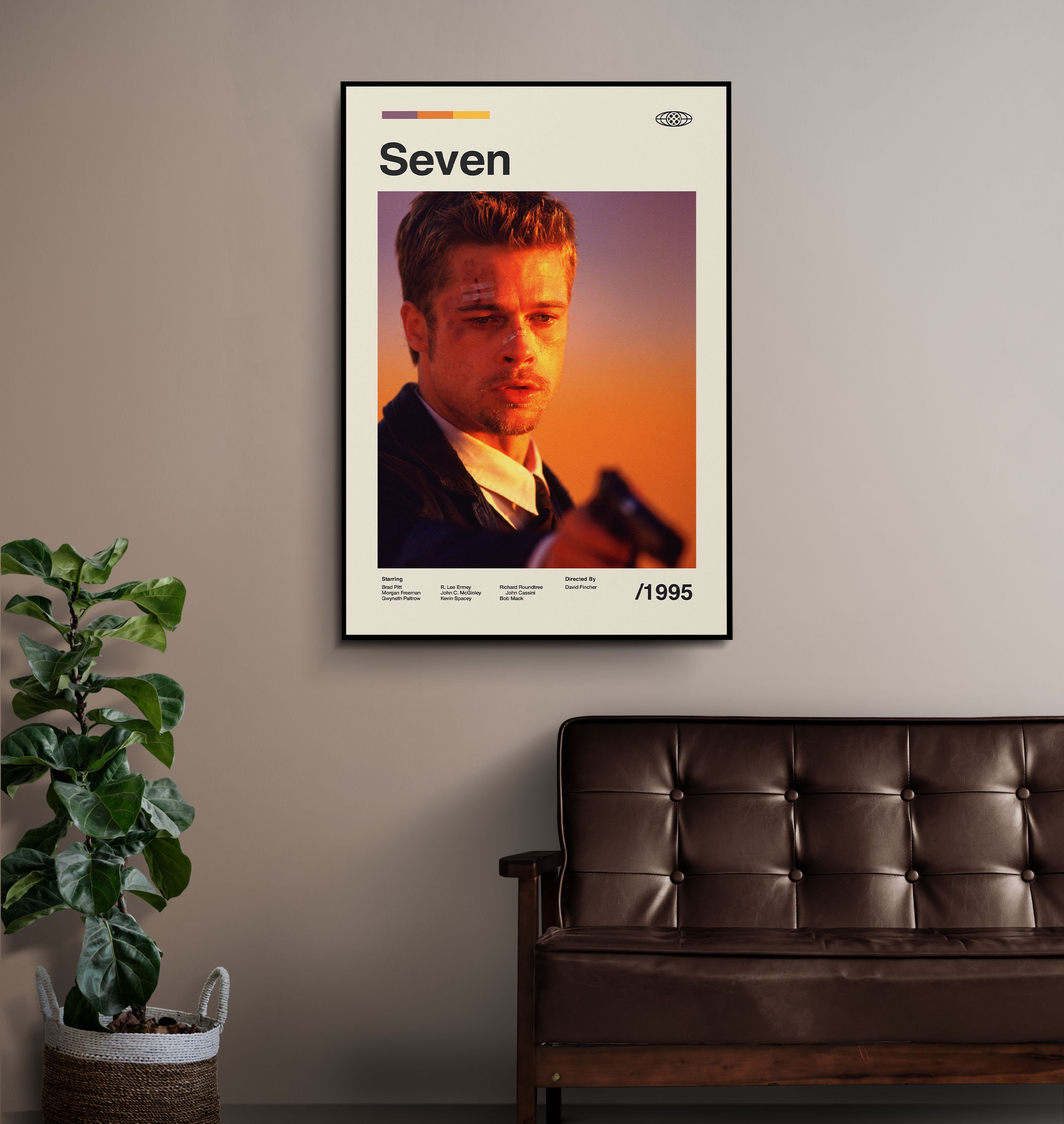 Seven 1995 Wall Art Print - Brad Pitt Morgan Freeman Film Poster