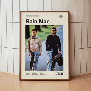 Rain Man Movie Poster - Tom Cruise Dustin Hoffman - Minimalist Midcentury Wall Art Print