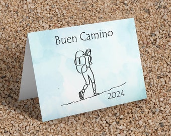 Buen Camino / Camino de Santiago Digital Card with Watercolor Background (Includes Landscape and Portrait Versions)  | Camino Card