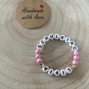 Children's pearl bracelet pearl bracelet school enrollment school child or name personalized girls back to school pink