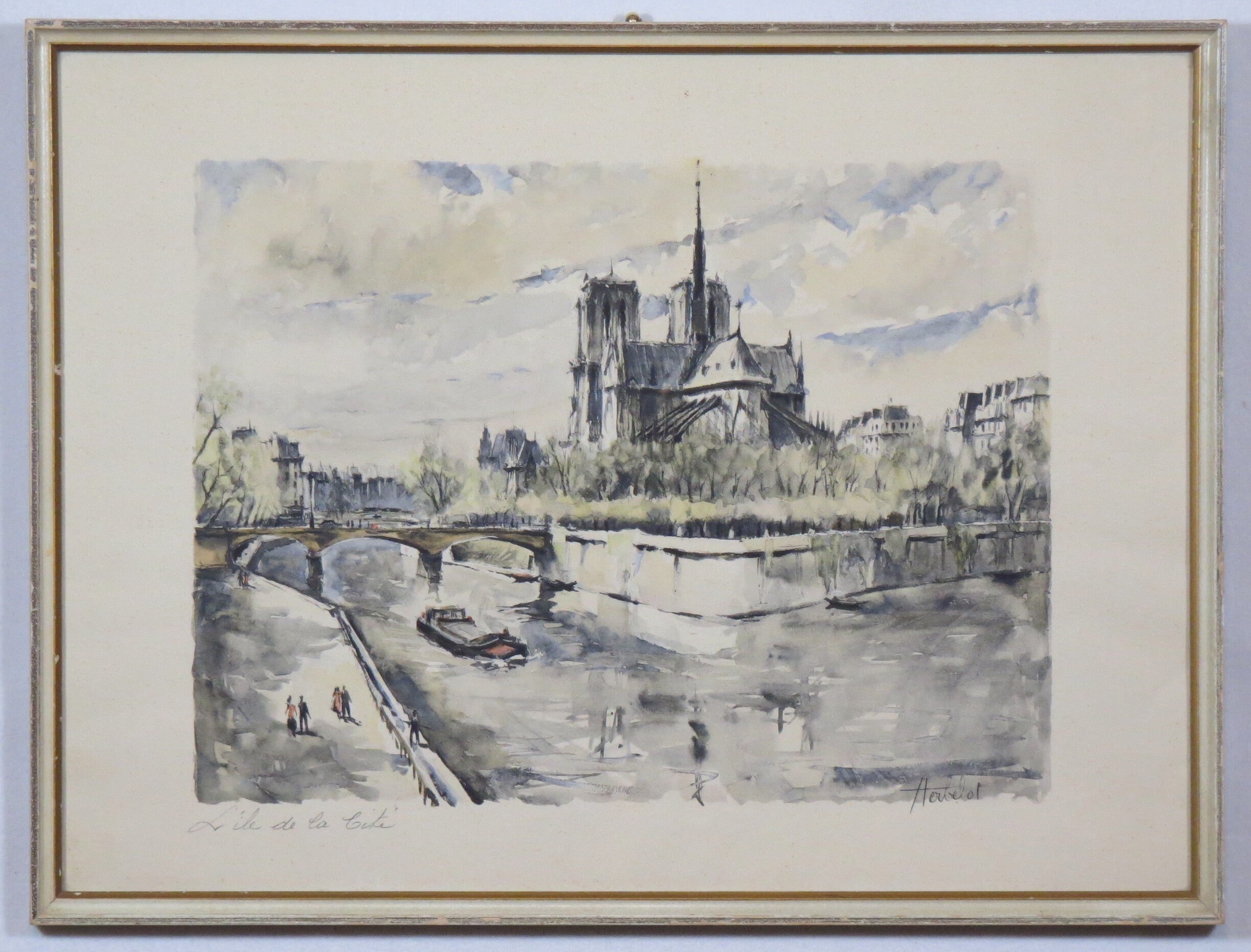 Franz Herbelot - Vintage Circa 1960's Colour Lithograph Titled 'l