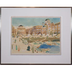 Impressionist cityscape watercolour painting.
