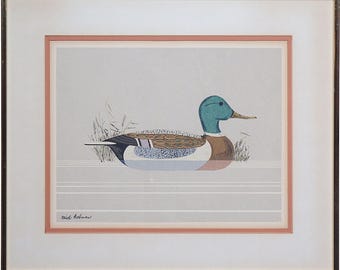 Vintage lithografie – Gestileerde wilde eend door Shirley Reid Kolman