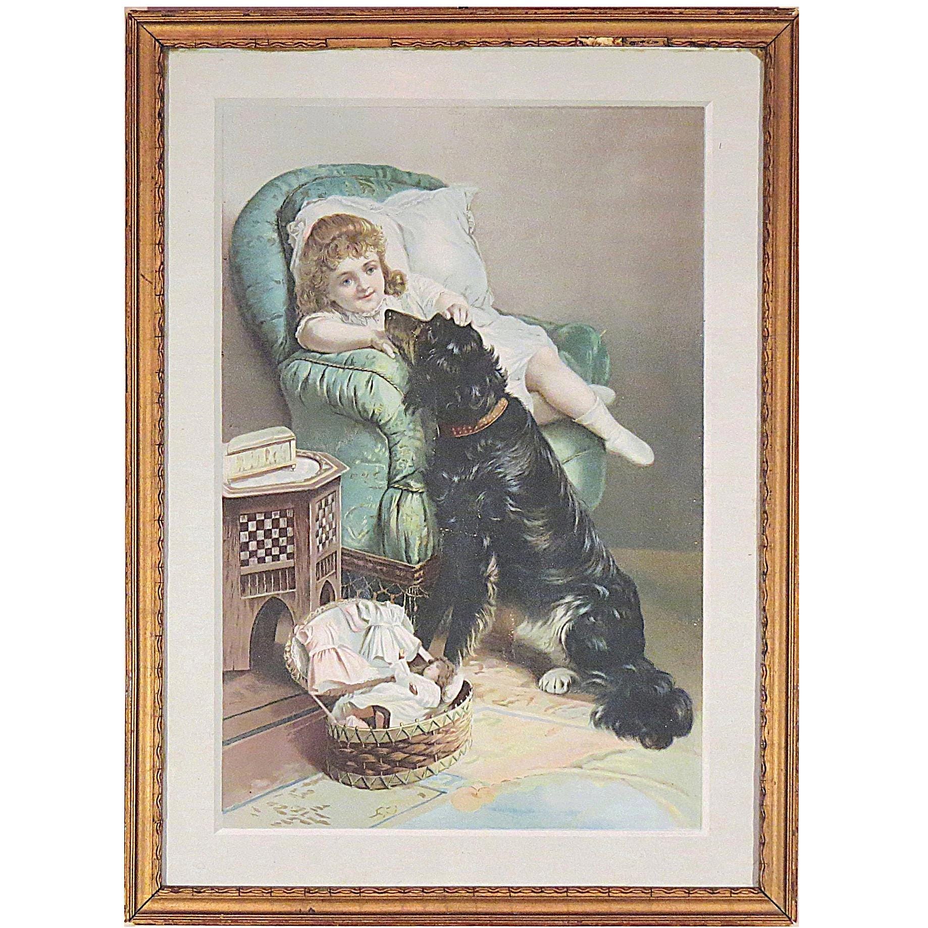 Girl and Dog Lithograph - Etsy