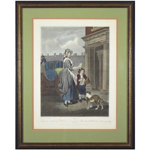 Vintage Cries of London Series  Coloured Stipple Engraving Plate 4.
