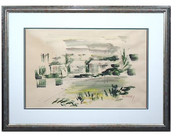 Alfred Birdsey (Bermuda) - Vintage impressionist watercolour depicting Bermuda homes.