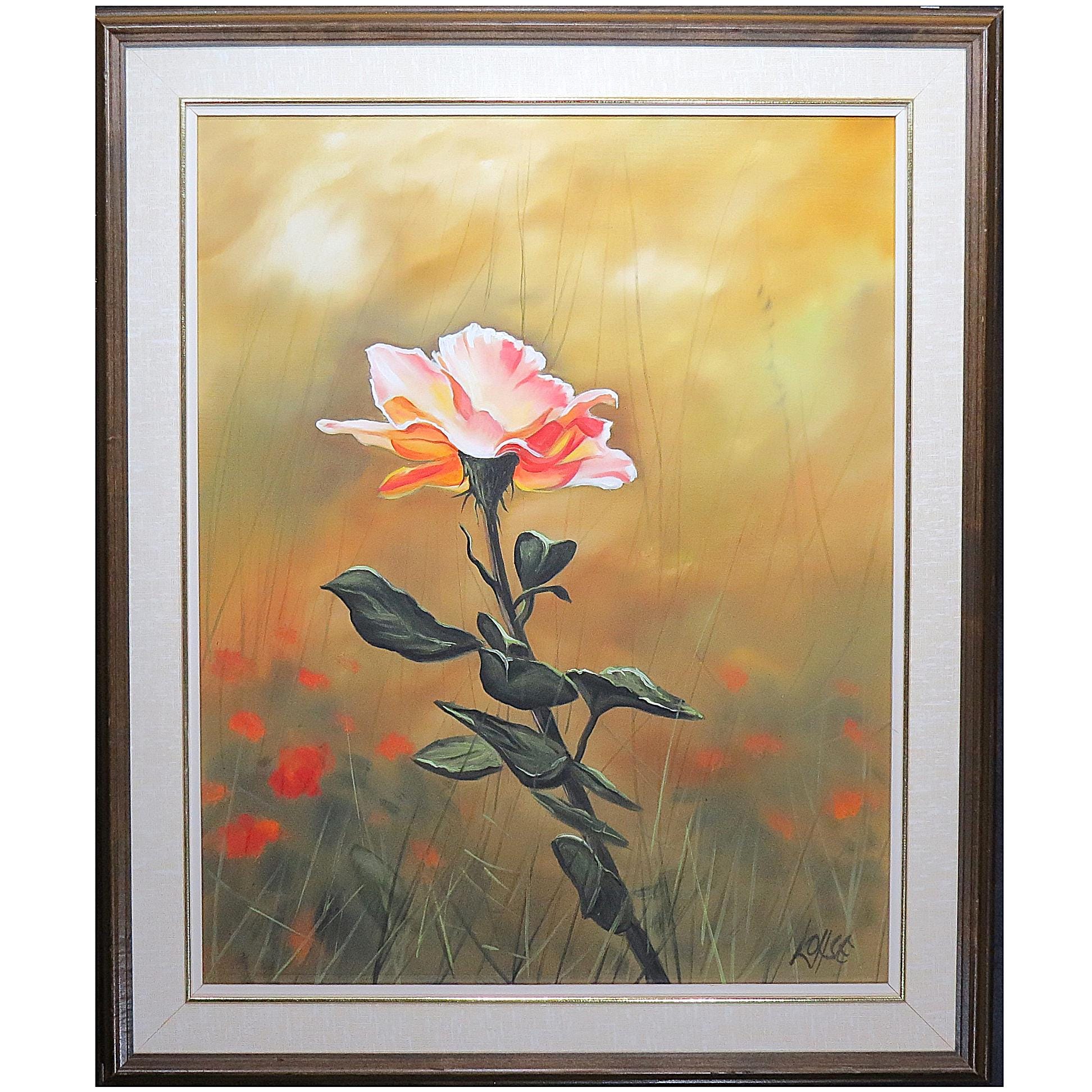 Bodo Lohse - Acrylic painting depicting a single rose in a field