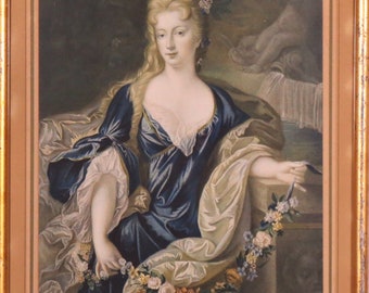 Early 20th Century hand colored lithograph titled 'De Croy - La Duchesse de Mantoue'.