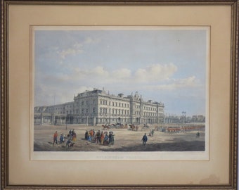 Antique (1852)  hand colored lithograph titles 'Buckingham Palace'