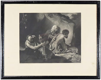 English 19th Century Mezzotint titled 'A Mountain Pass'.