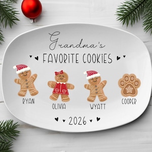 Grandma Gift, Grandma's Favorite Cookies Plate, Family Platter, Personalized Gingerbread Christmas Plate, Grandma Plate