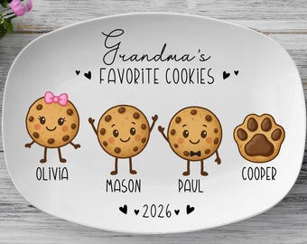 Grandma's Favorite Cookies Plate, Grandma Gift, Family Platter, Personalized Plate With Grandkids Names, Grandma Plate Keepsake