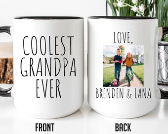 Grandpa Mug, Photo Mug For Grandpa, Coolest Grandpa Ever, Grandpa Birthday Gift, Grandpa Photo Cup, Custom Picture Mug, Grandpa Gift