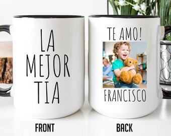 La Mejor Tia Mug, Personalized Photo Mug For Tia, Gift For Tia, Aunt Gift From Nephew, Custom Kids Picture, Tia Mug From Niece,