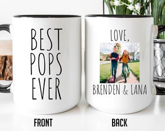 Best Pops Ever Mug, Personalized Photo Mug For Pops, Fathers Day Gift, Custom Pops Mug, Grandfather Gift, Mug With Kids Picture, Pops Gift