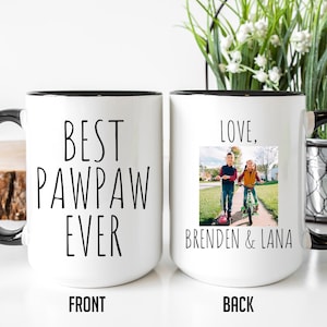 Best Pawpaw Ever Mug, Personalized Photo Mug For Pawpaw, Father&#39;s Day Cup From Grandkids, Grandpa Mug With Kids Picture, Pawpaw Gift