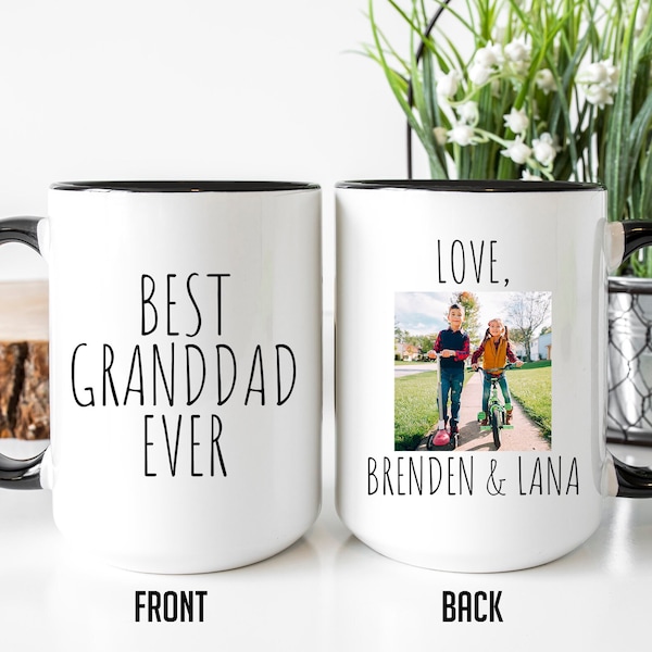 Best Granddad Ever Mug, Personalized Photo Mug For Granddad, Father's Day Gift, Granddaddy Mug With Kids Picture, Gift For Granddad