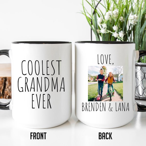 Coolest Grandma Ever Mug, Personalized Mug With Photo, Gift For Grandma, Grandma Birthday Gift, Grandmother Cup, Gift From Kids, Picture Cup