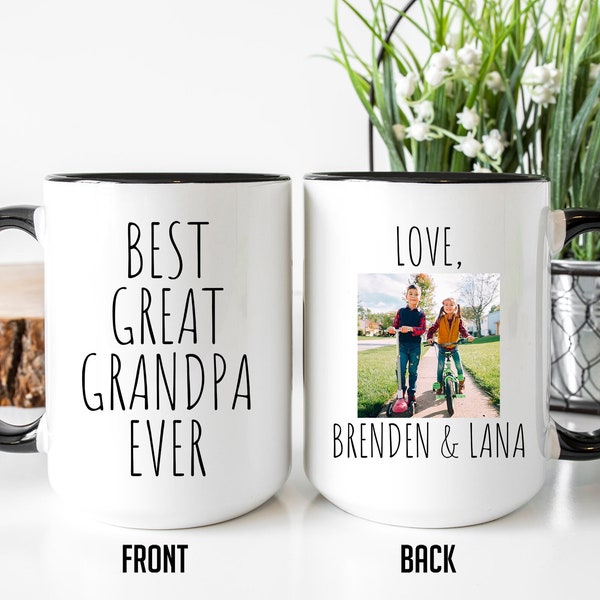 Best Great Grandpa Ever Mug, Personalized Picture Mug For Great Grandpa, Kids Photo Mug, Great Grandfather Gift