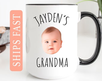 Photo Grandma Mug, Personalized Mug With Picture, Baby Photo Gift, Grandkid Face Mug, Grandma Gift, Photo Mug For Grandma, Kids Photo Mug