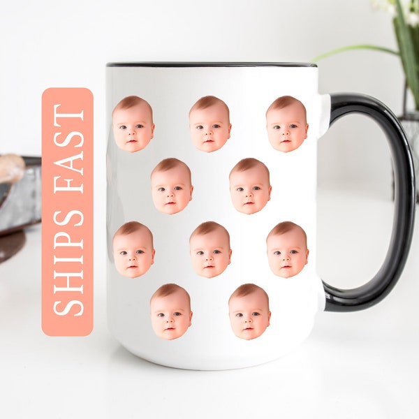 Baby Face Mug, Personalized Child Photo Cup, Gag Gift For Mom, Mug With Baby Picture, Baby Mom Dad Gift, Custom Baby Mug, Grandparents Gift