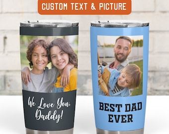 Custom Photo Tumbler, Personalized Dad Tumbler, Father’s Day Cup Gift, Birthday Gift For Him, Custom Picture Tumbler For Grandpa, From Kids