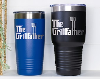 The Grillfather Tumbler, Grilling Gift For Dad, Summer Gift For Grandpa, BBQ Grilling Cup, Griller Papa Gift, BBQ Lovers Tumbler