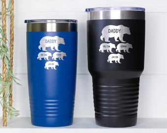 Personalized Daddy Bear Tumbler, Dad Bear With Cubs, Gift for Dad