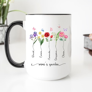Mimi&#39;s Garden With Grandkids Names Mug, Gift For Grandma, Personalized Birth Month Flower, Mothers Day Gift, Grandma Garden Mug
