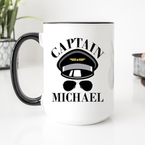 Aviation Captain Coffee Mug, Personalized Pilot Mug, Airline Captain Mug, Pilot Gift, Captain Coffee Mug, Airplane Pilot Mug