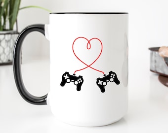 Video Game Mug, Anniversary Gift For Husband, Mug For Gamers, Game Controllers Cup, Funny Gamer Mug For Men, Controllers Heart