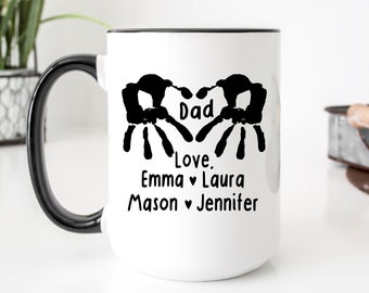 Dad Handprint Mug, Personalized Gift For Dad From Kids, Daddy Mug, Fathers Day Mug, Custom Dad Mug, Gift For Dad, Dad Birthday Gift Mug