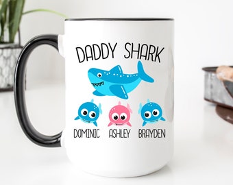 Personalized Daddy Shark Mug, Papa Shark Mug, Dad Gift From Daughter, Fathers Day Gift, Dad Gift From Son, Gift From Wife, New Dad Gift