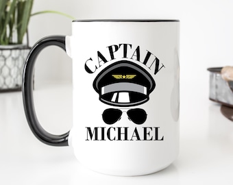 Aviation Captain Coffee Mug, Personalized Pilot Mug, Airline Captain Mug, Pilot Gift, Captain Coffee Mug, Airplane Pilot Mug