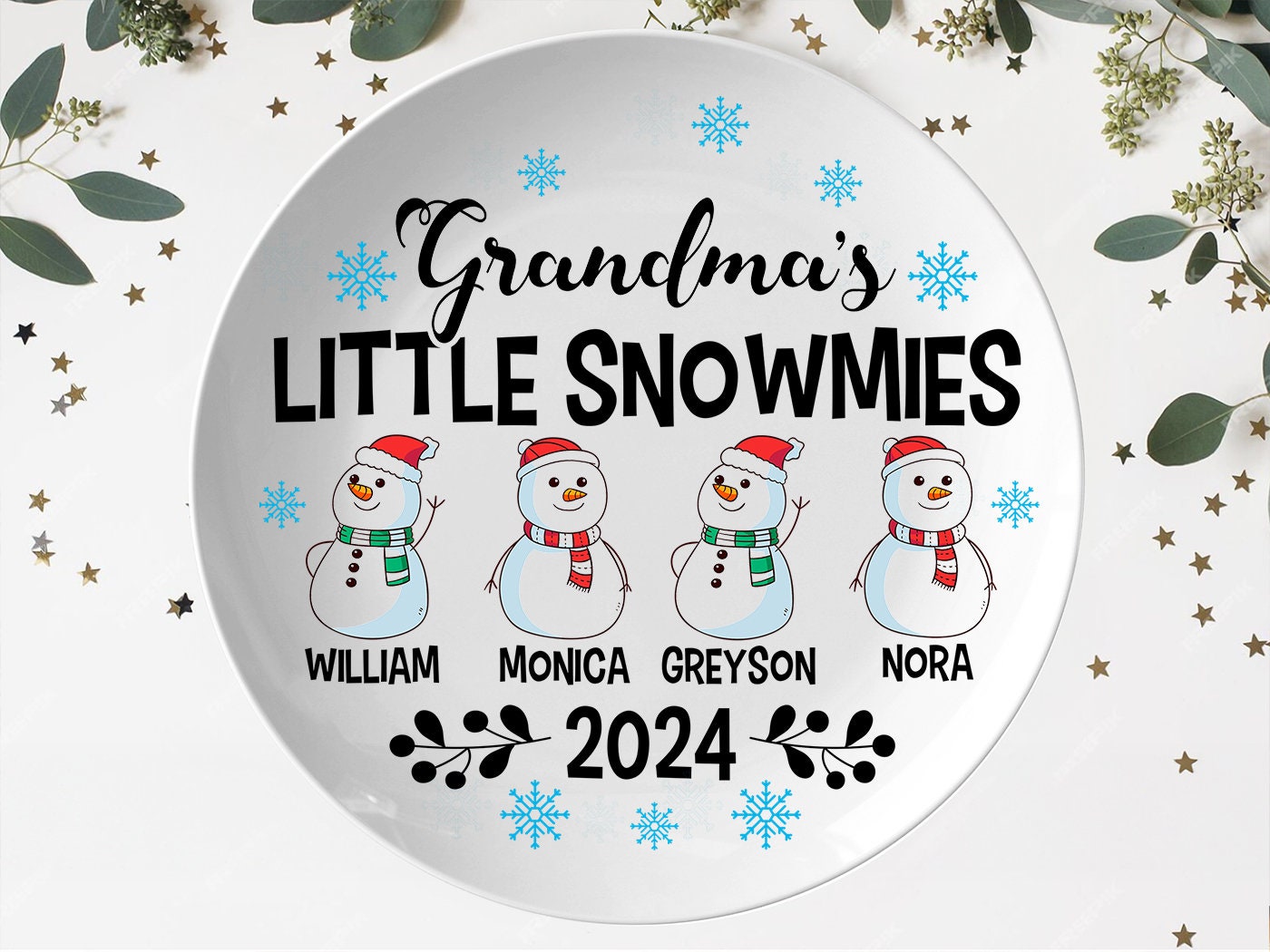 Grandma Gift, Grandma Platte, Grandma&#39;s Little Snowmies, Gift For Grandma, Christmas Plater, Grandkids Name, Grandmother Plate