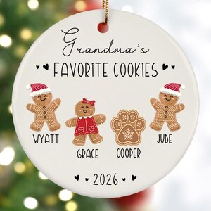 Grandma Cookies Ornament, Grandma's Favorite Cookies, Family Ornament, Personalized Gingerbread Christmas Ornament, Grandma Ornament image 3